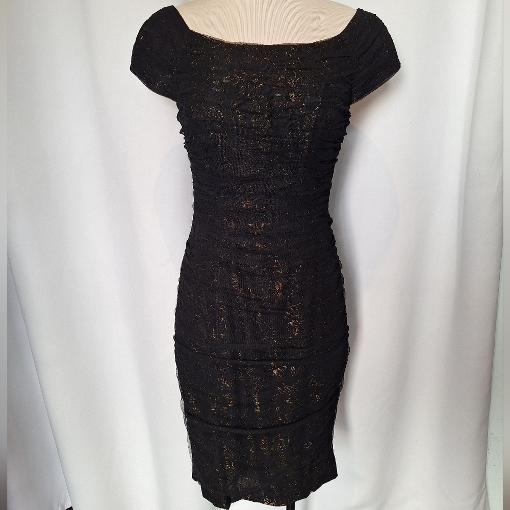 Lauren Ralph Lauren Evening black dress with Gold Lace detail